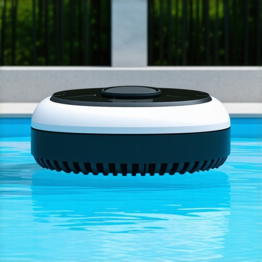 Advanced AI Pool Robot 2024 High-tech pool cleaning robot with AI and app control in a backyard pool